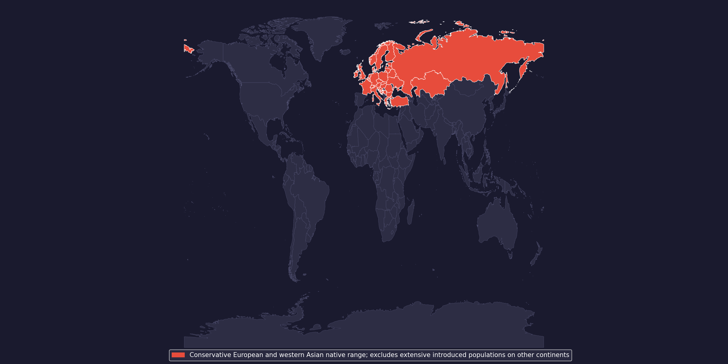 Карта на естествения ареал