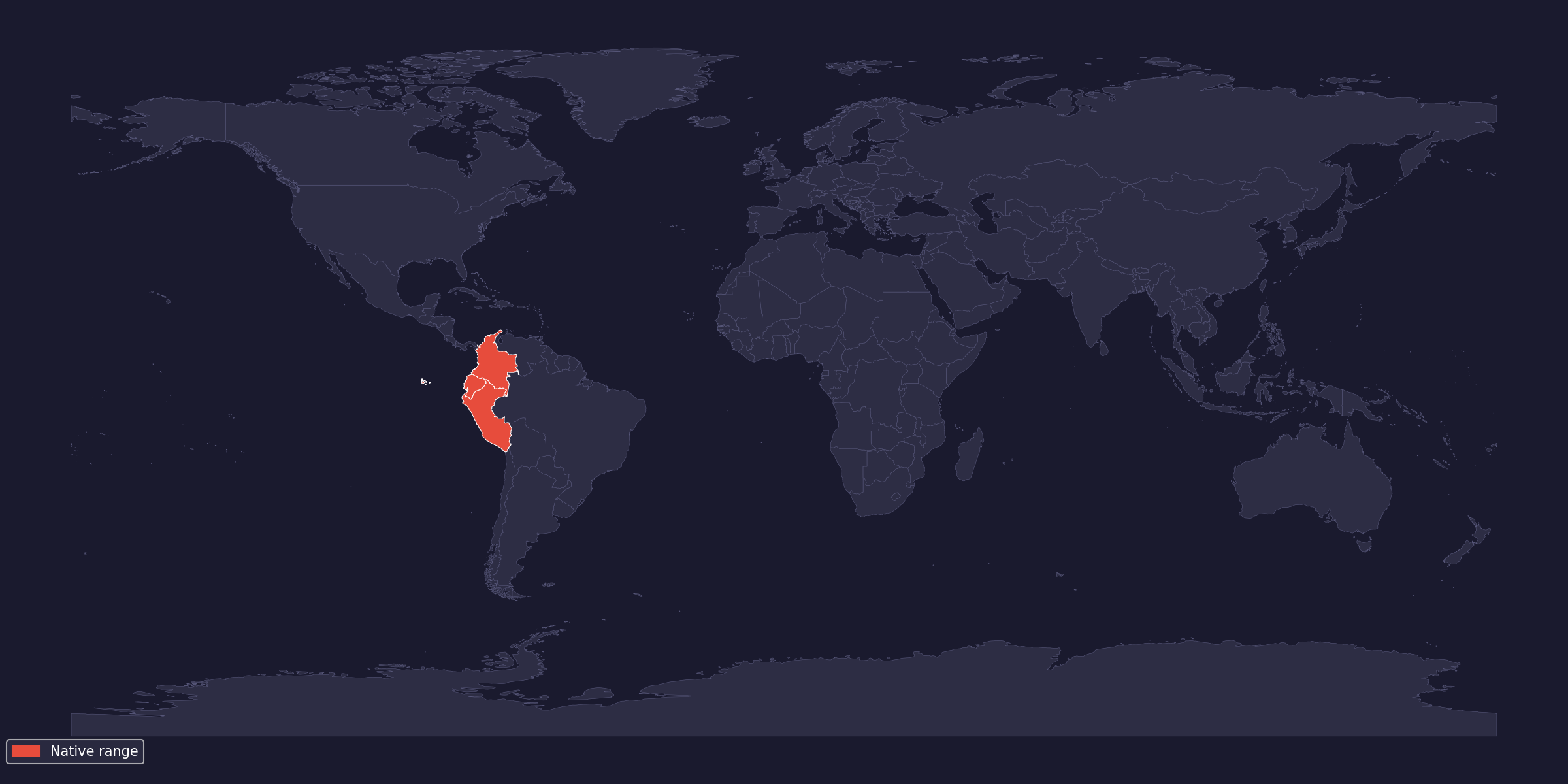 Естествен ареал на Avicularia purpurea